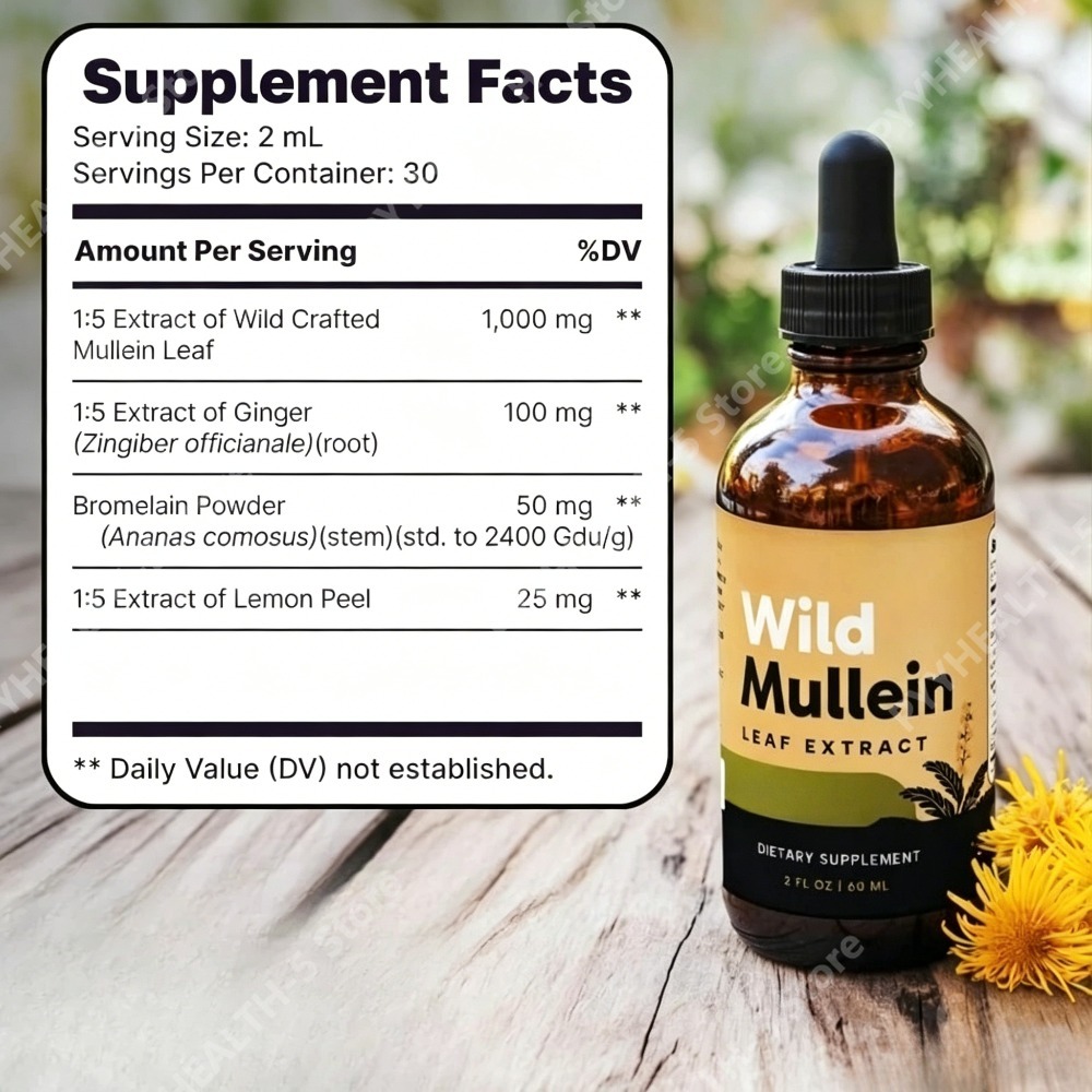 Wild Mullein Leaf Drops with G - Herbal Supplement ulasan dan harga